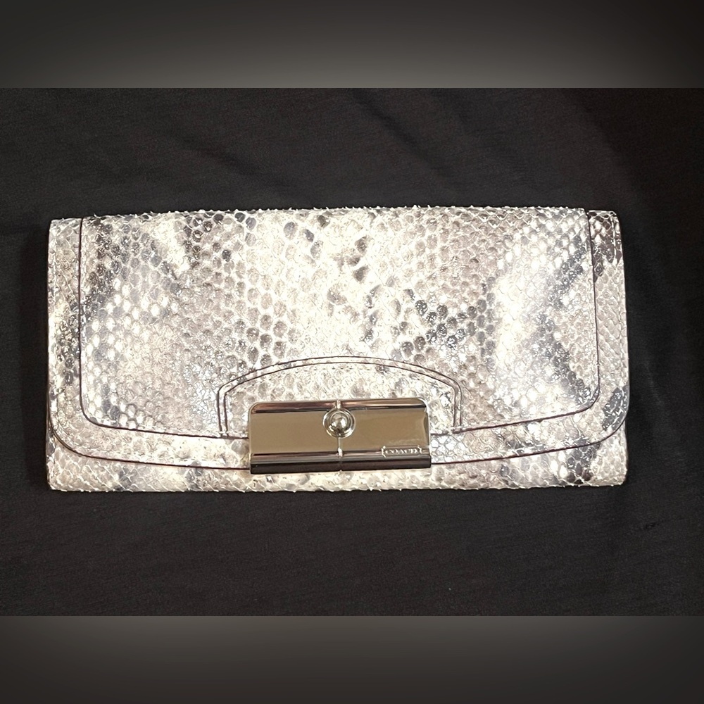 NWT-Coach Leather Embossed Python Print Slim Envelope Wallet